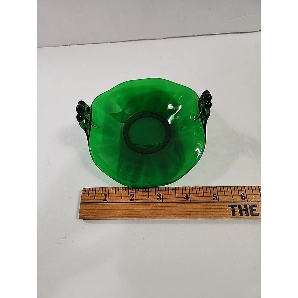 Anchor Hocking Forest GreenGlass Curled Edge Candy/Trinket/Plate